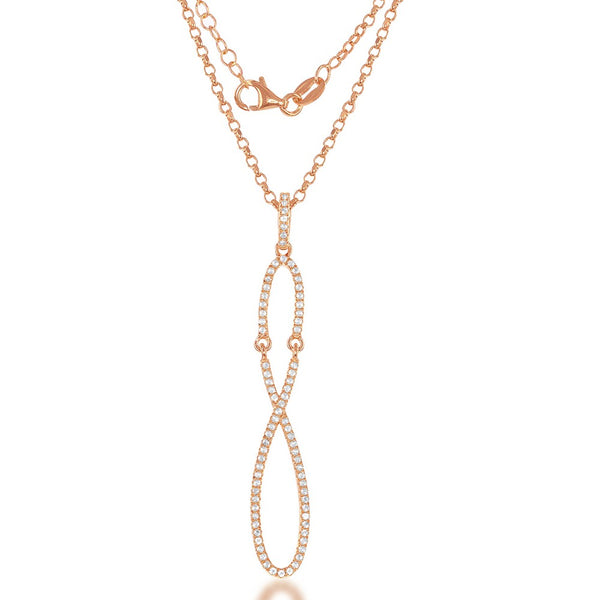 Sterling Silver Infinity White Topaz .616 cttw Necklace - Rose Gold Plated