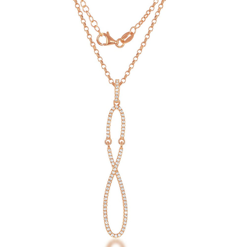 Sterling Silver Infinity White Topaz .616 cttw Necklace - Rose Gold Plated