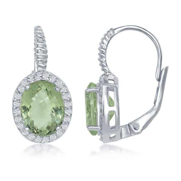 Oval Green Amethyst Earrings