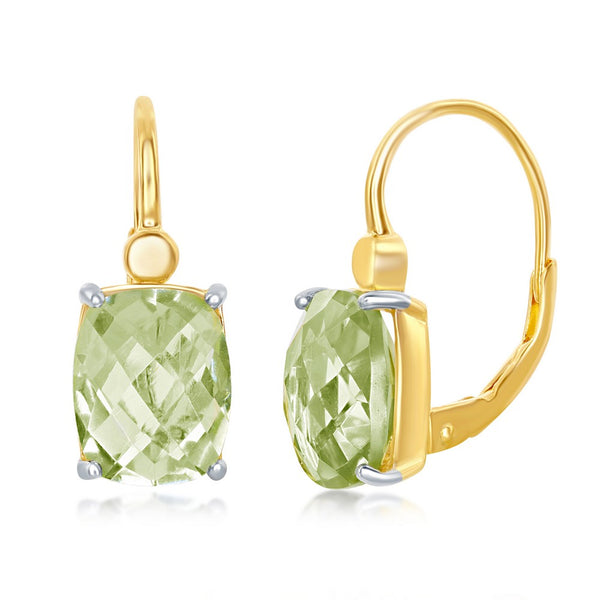 Green Amethyst Four Prong Earring