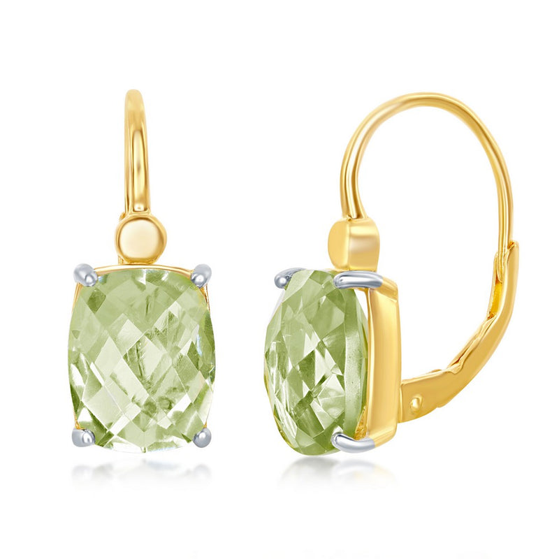 Green Amethyst Four Prong Earring