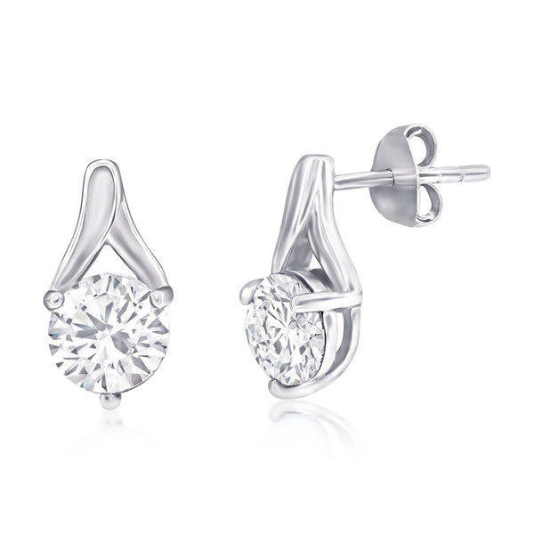 6mm Round White Topaz Earrings