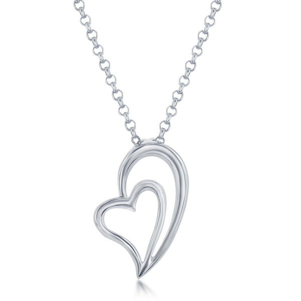 Sterling Silver Heart within Heart