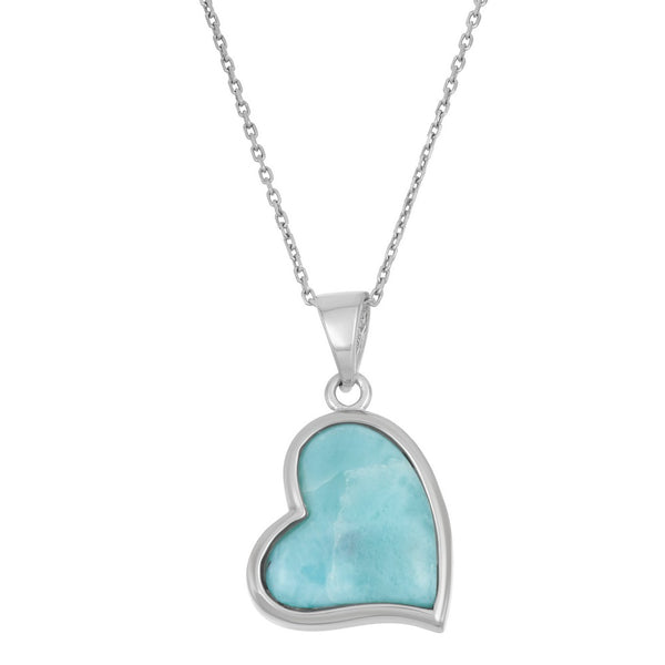 Sterling Silver Heart Larimar Necklace