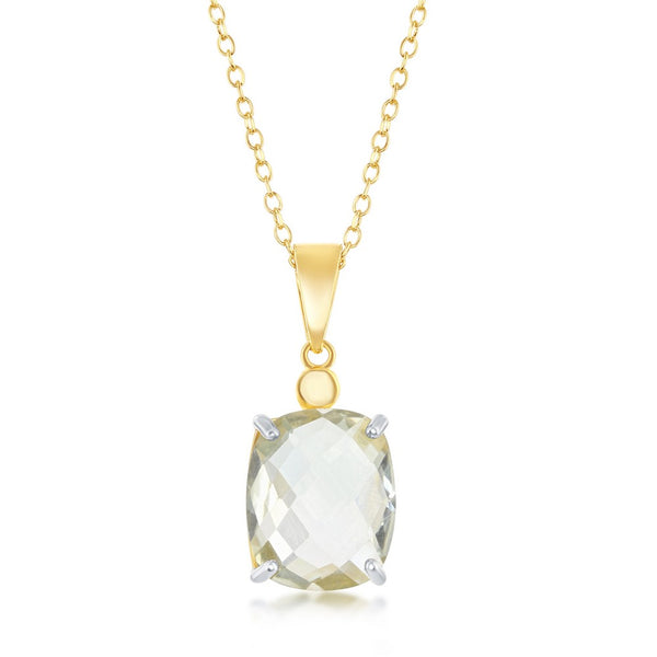 Green Amethyst Gold Plated Necklace