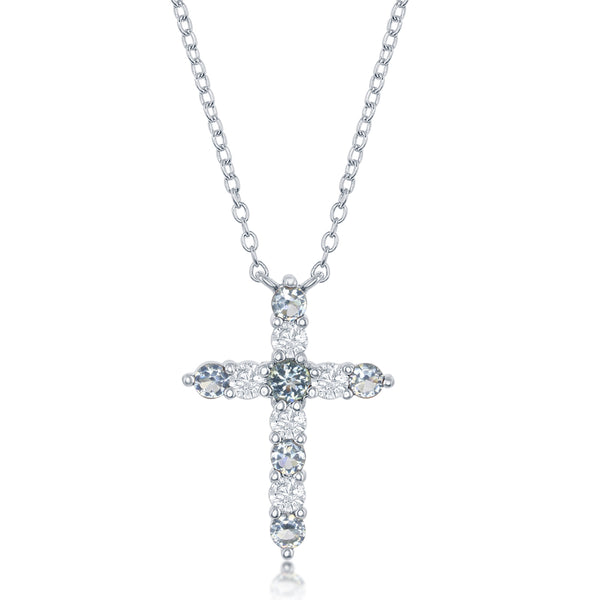 Aquamarine Sterling Silver Cross