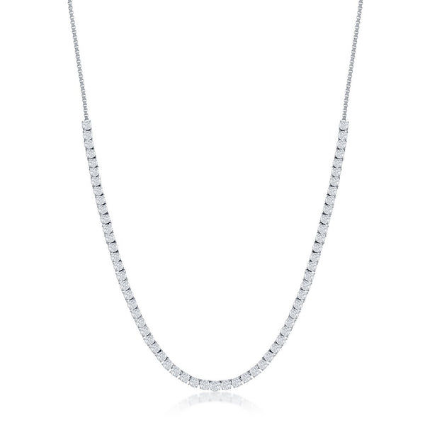 Sterling Silver 3mm CZ Tennis Adjustable Necklace