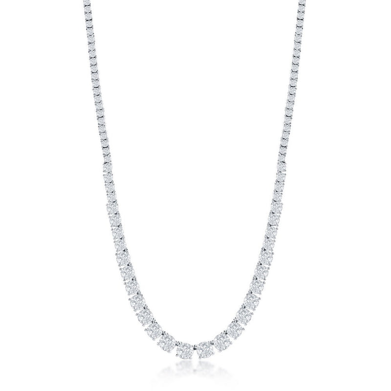 Sterling Silver Graduating Round CZ Tennis Necklace