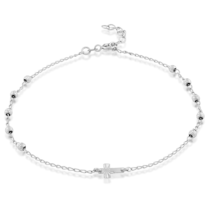 Diamond Cut Cross Anklet