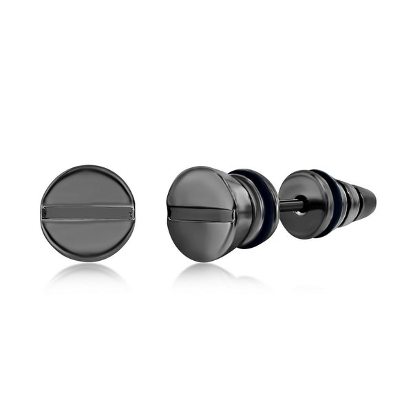 Black Plated Screw Earrings