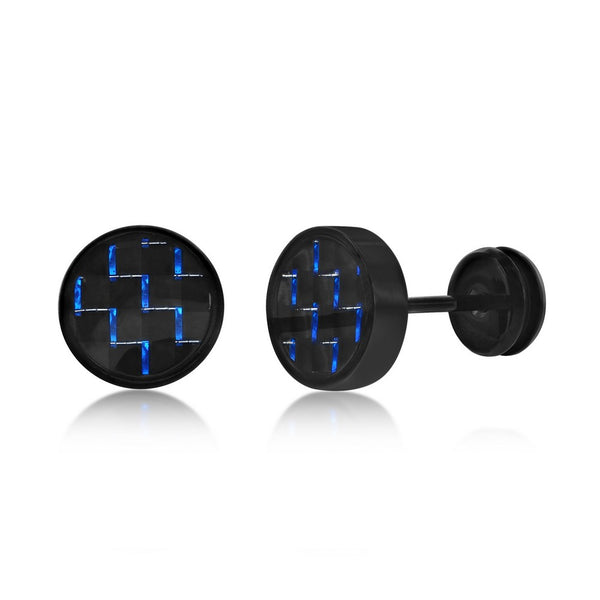 Blue Carbon Stud Earrings