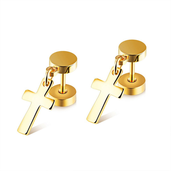 Gold Plated Cross Charm Earrings