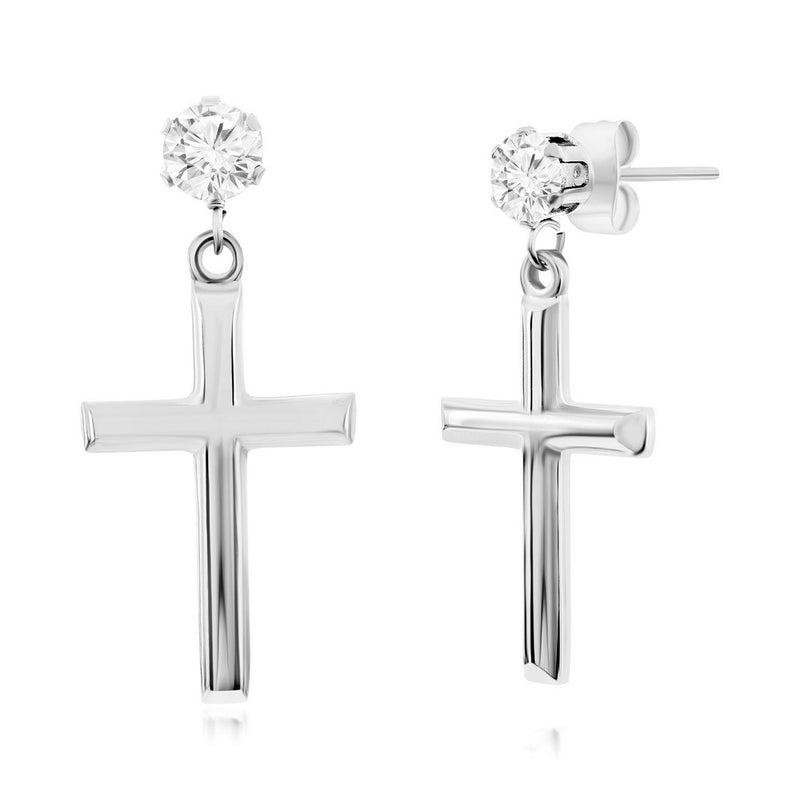 Polished Cross Earrings