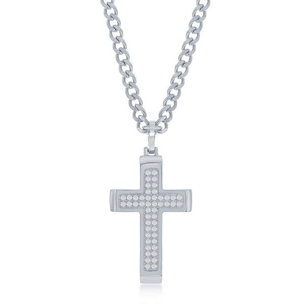 Polished CZ Cross Necklace