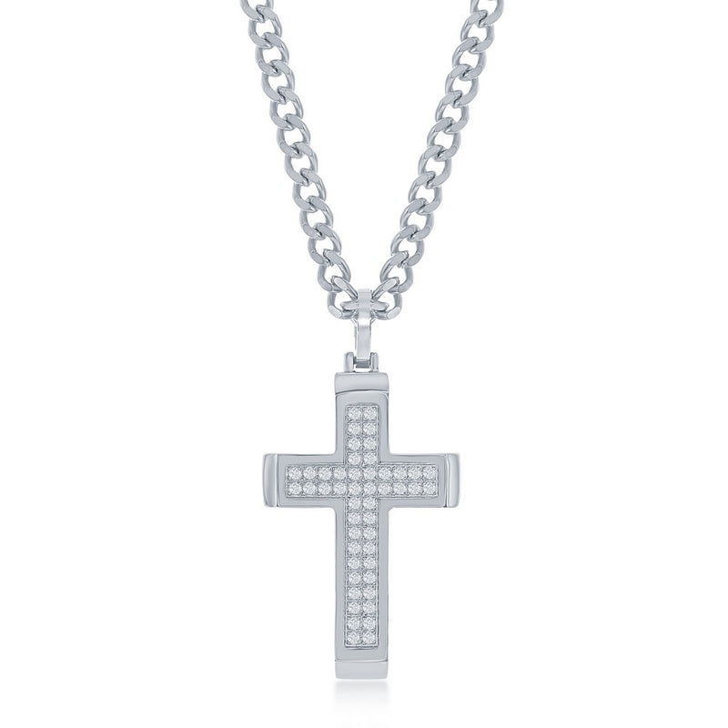 Polished CZ Cross Necklace