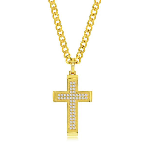 CZ Cross Necklace Gold Plated