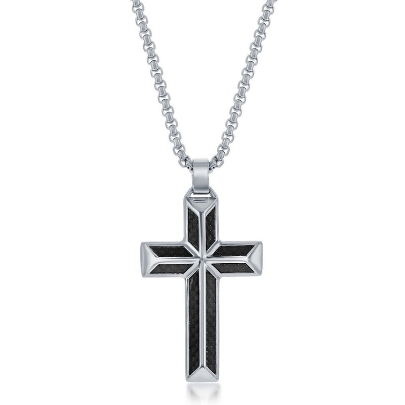 Carbon Fiber Black Cross Necklace