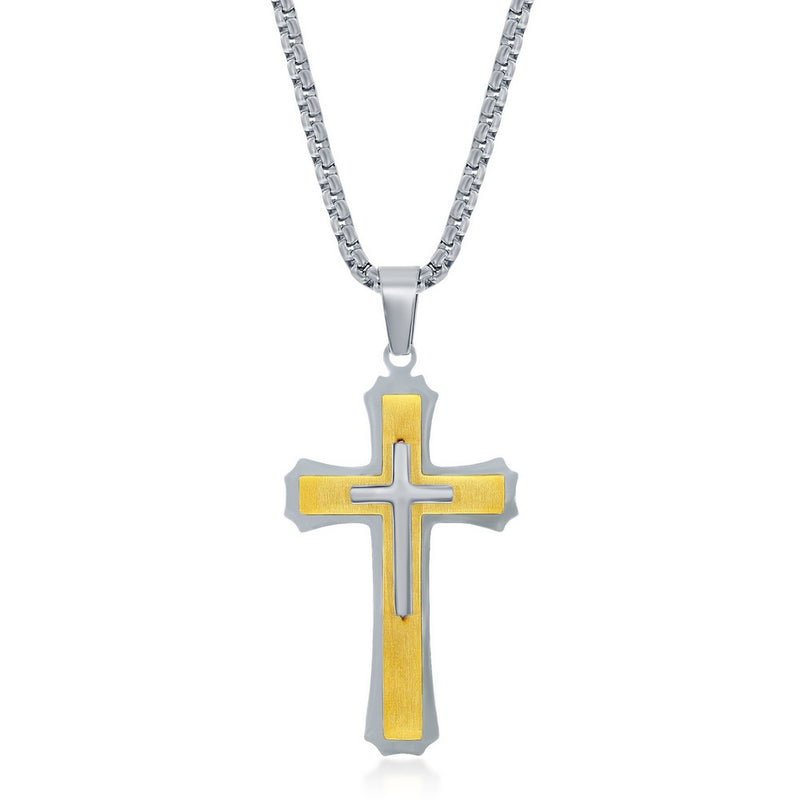 Gold & Silver 3D Cross Necklace