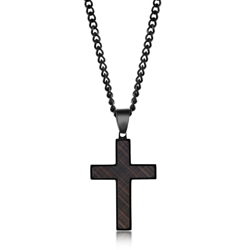 Black & Rose Gold Cross Necklace