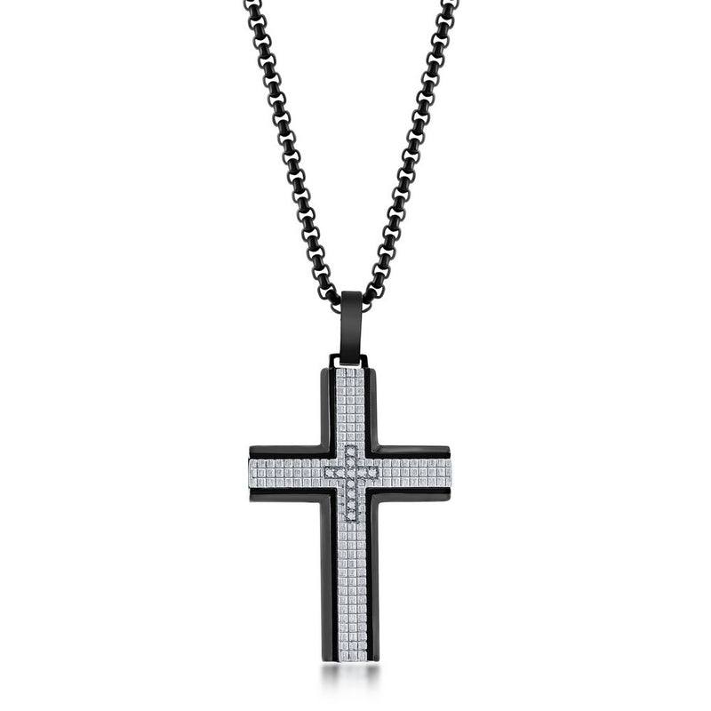 Black & Silver Stainless Steel Cross Necklace