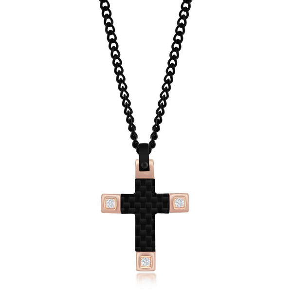 Black and Rose Gold Cross Necklace