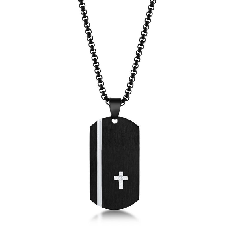 Black Plated Stainless Steel Dog Tag Necklace