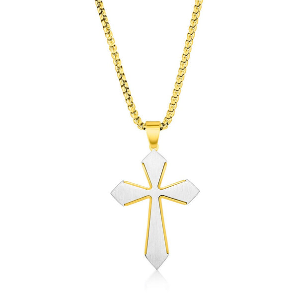 Two-Tone Stainless Steel Cross Necklace