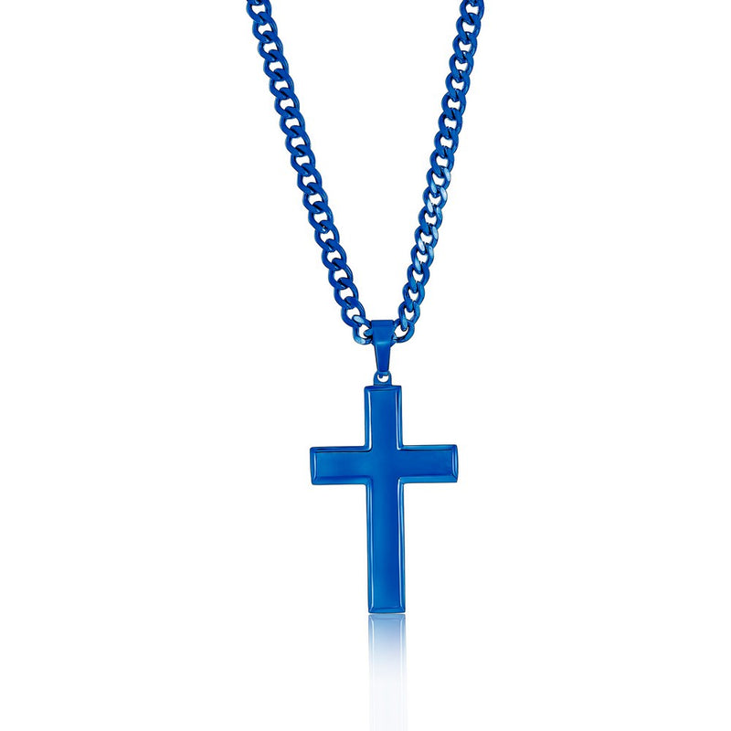 Stainless Steel Blue Cross Necklace