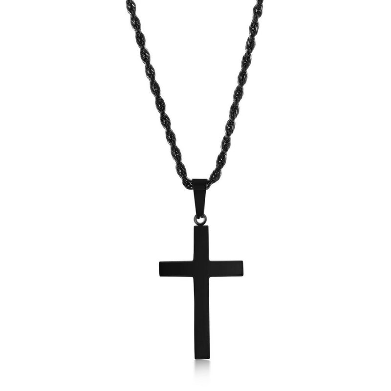 Stainless Steel Black Plated Cross Necklace