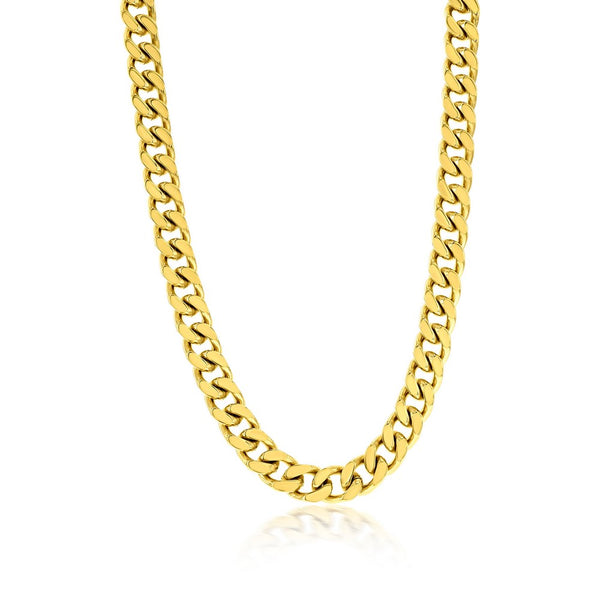 Stainless Steel 10mm Cuban Chain Necklace - Gold Plated