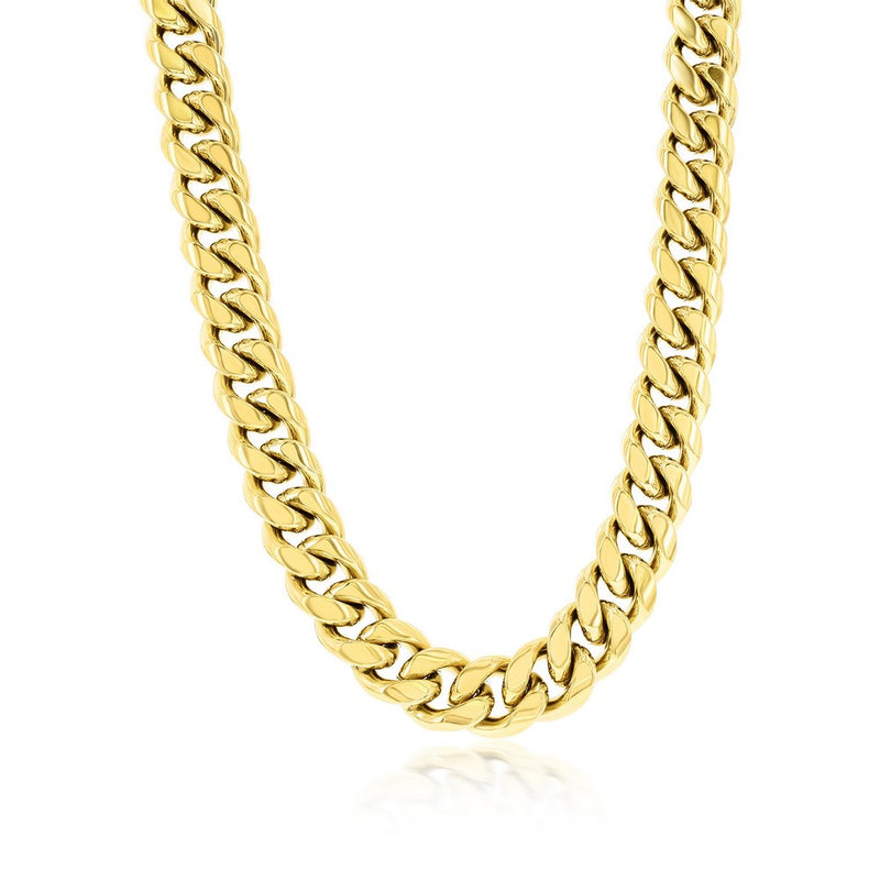 Stainless Steel 14mm Miami Cuban Chain Necklace - Gold Plated