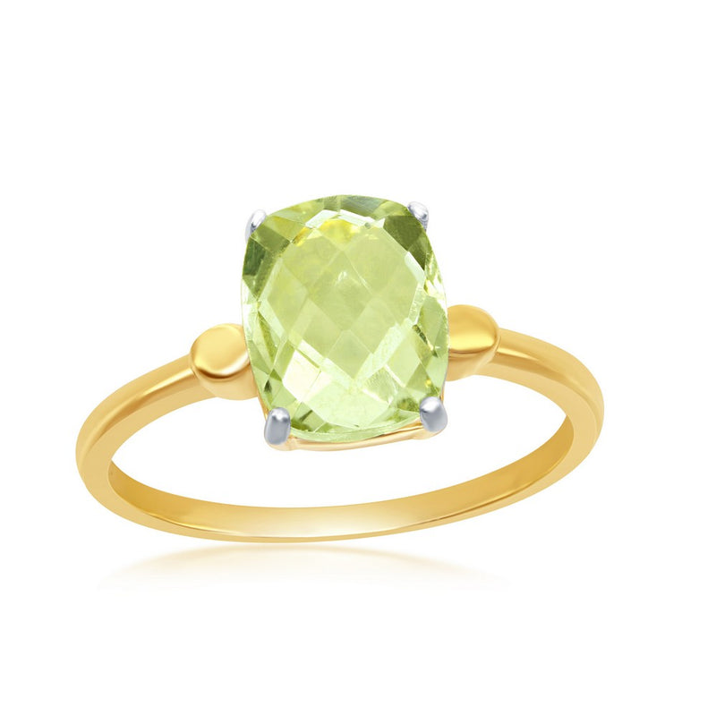 Green Amethyst Four Prong Ring