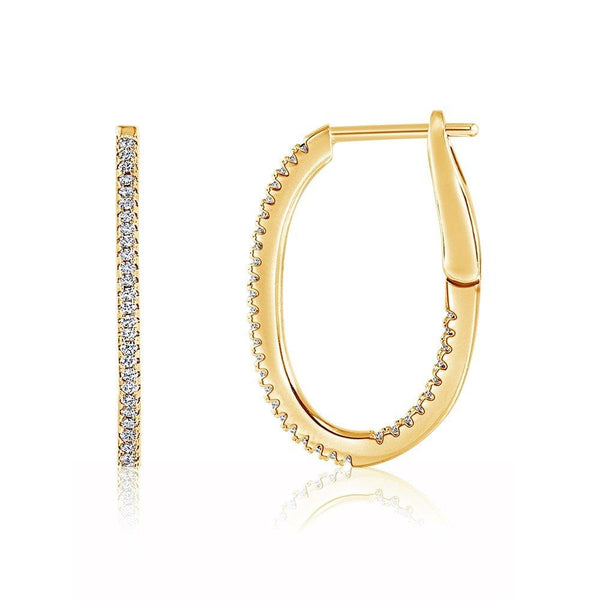 20mm Micro Pave Oval Shape Hoop Earrings Gold Plated