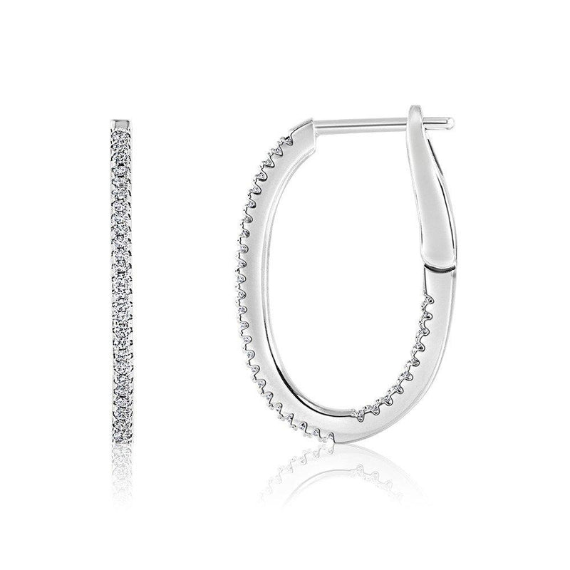 20mm Micro Pave Oval Shape Hoop Earrings