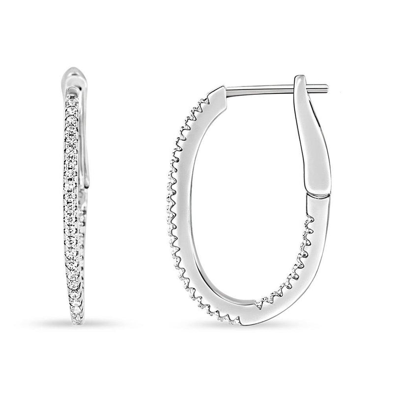 25mm Micro Pave Oval Shape Hoop Earrings