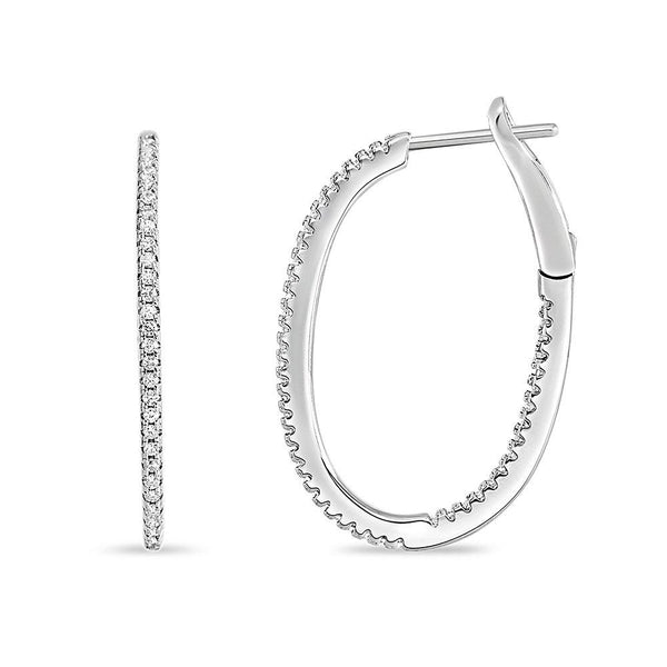 30mm Micro Pave Oval Shape Hoop Earrings