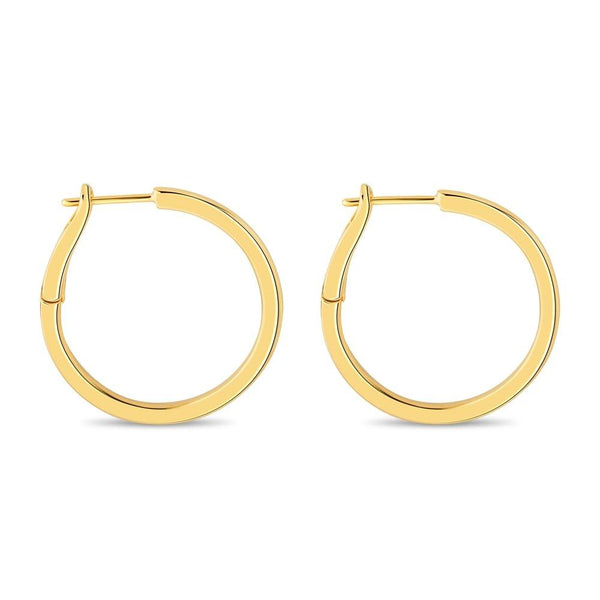 Sterling Silver 30mm Spring Back Hoop Earrings Gold Plated