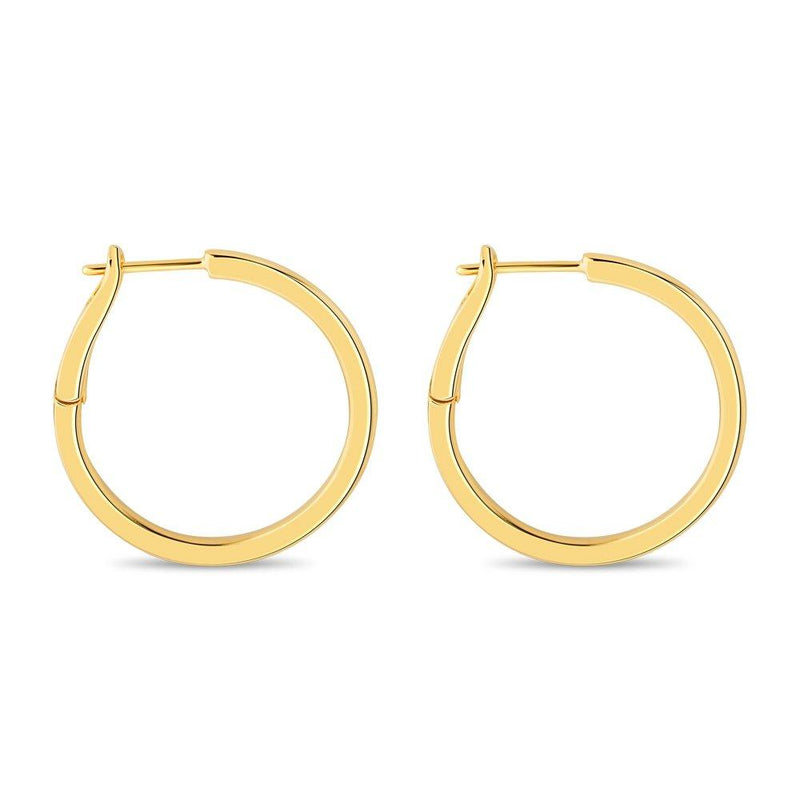 Sterling Silver 30mm Spring Back Hoop Earrings Gold Plated