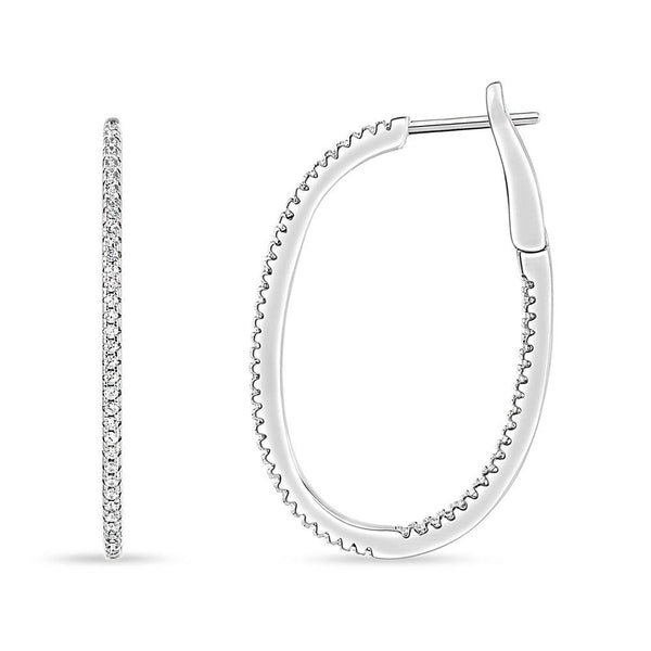 35mm Micro Pave Oval Shape Hoop Earrings