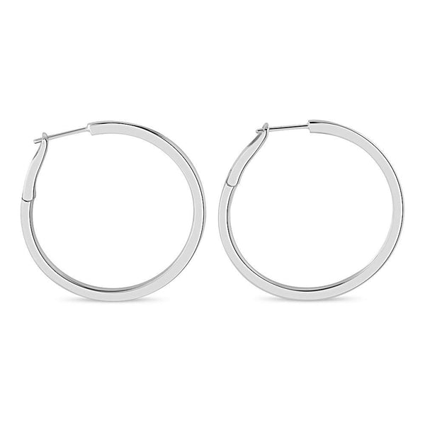 Sterling Silver 40mm Spring Back Hoop Earrings