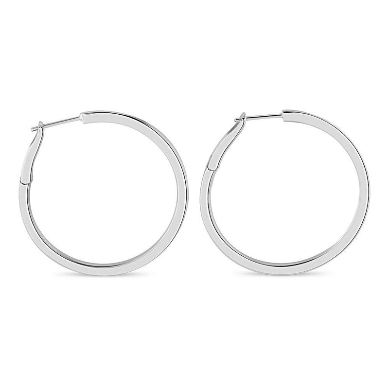 Sterling Silver 40mm Spring Back Hoop Earrings