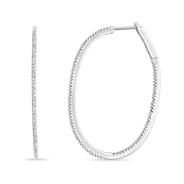 45mm Micro Pave Oval Shape Hoop Earrings