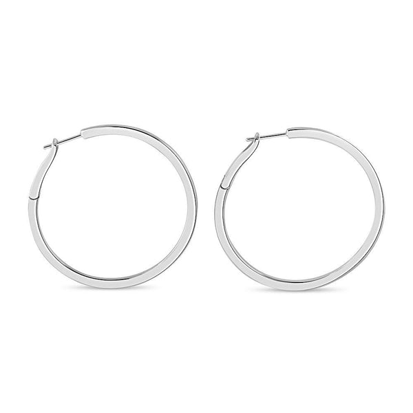 Sterling Silver 45mm Spring Back Hoop Earrings