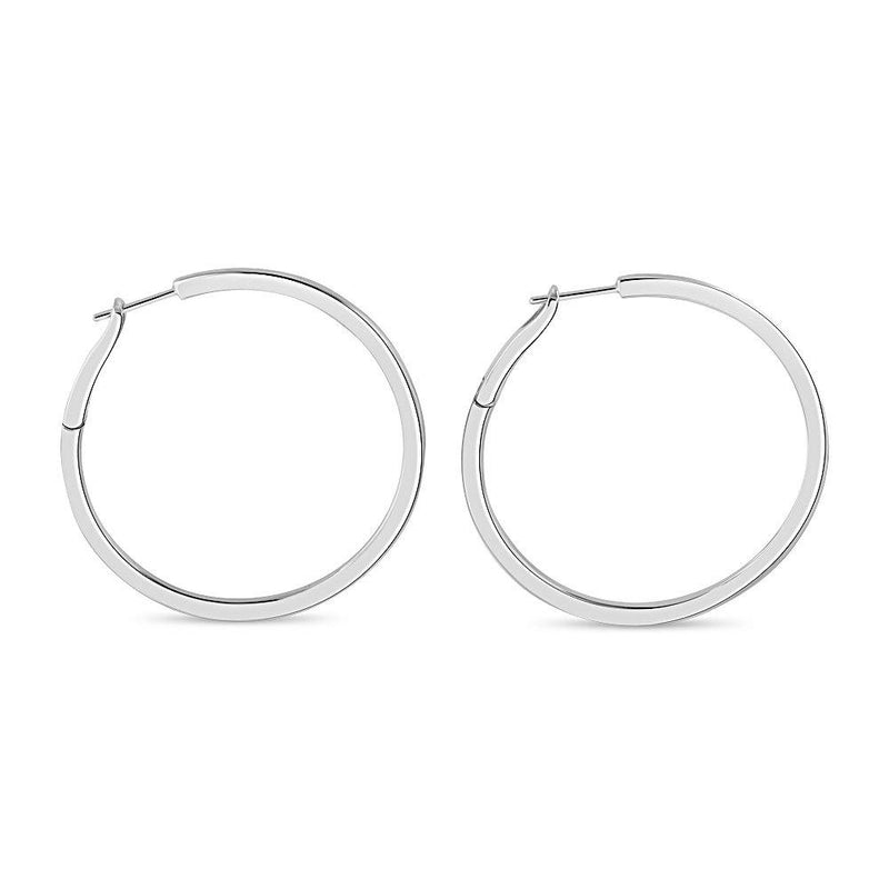 Sterling Silver 45mm Spring Back Hoop Earrings