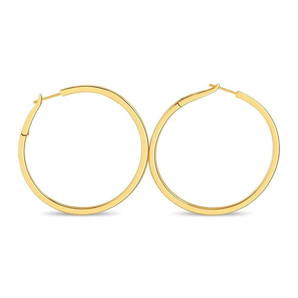 Spring Back 50mm Hoop Earrings Gold Plated