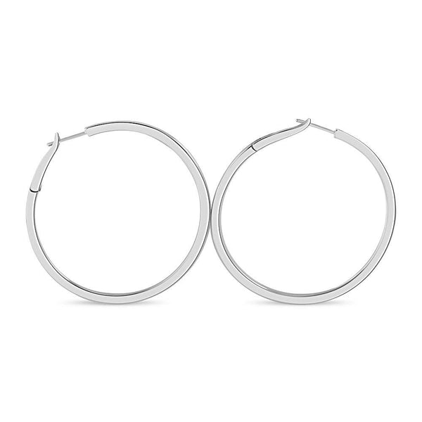 Sterling Silver 50mm Spring Back Hoop Earrings