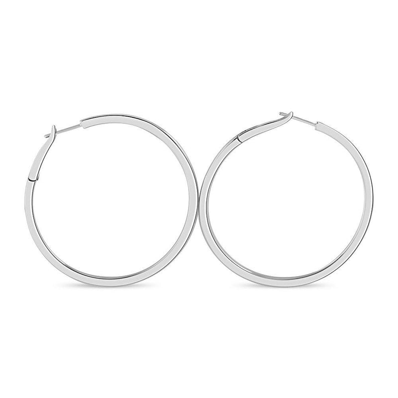 Sterling Silver 50mm Spring Back Hoop Earrings