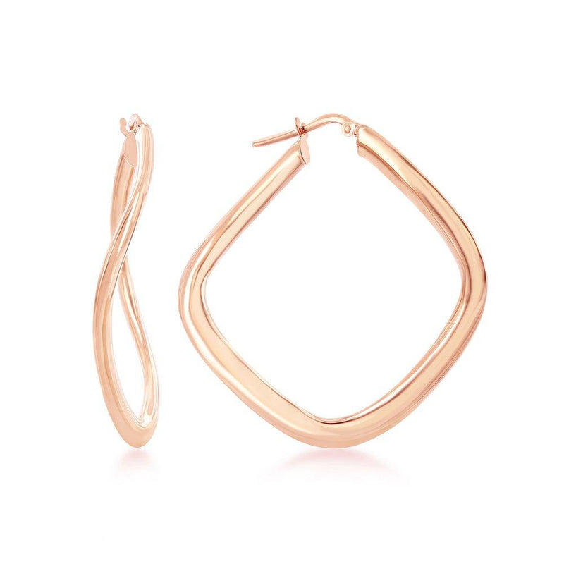 Twisted Rose Gold Hoop Earrings 40m in diameter