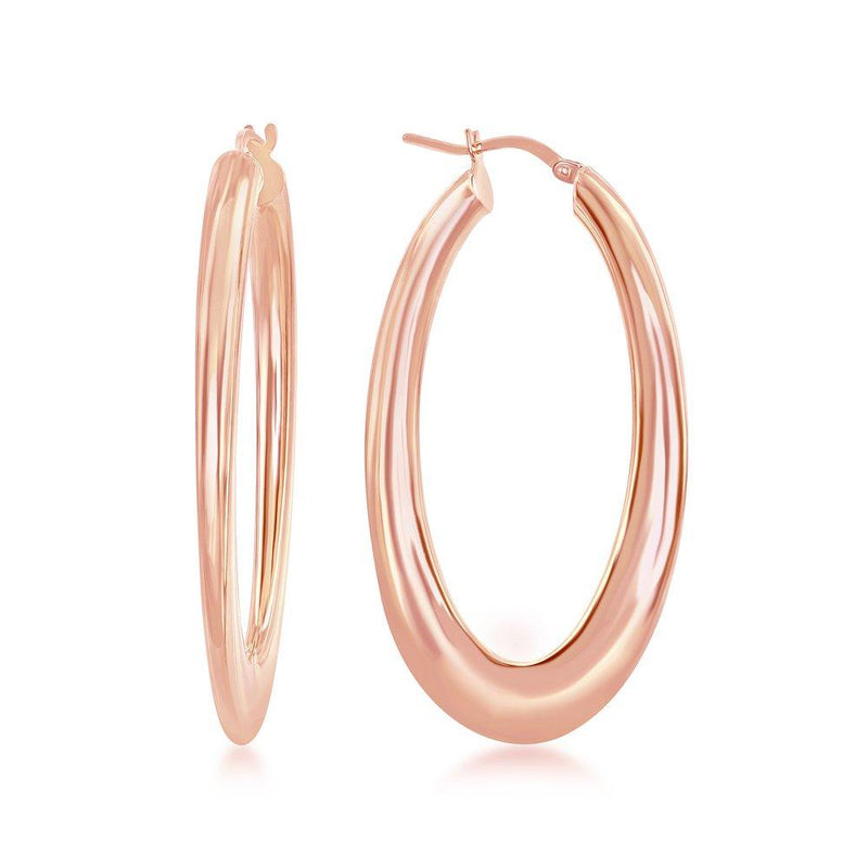 Rose Gold Flat Oval Earrings