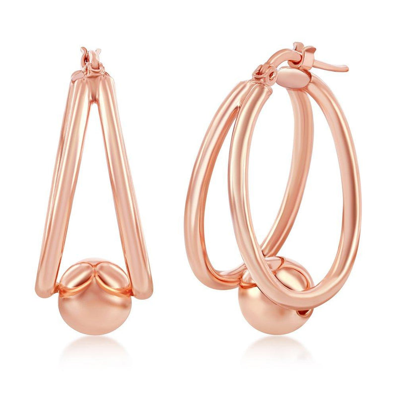 Rose Gold Plated Double Oval Earrings